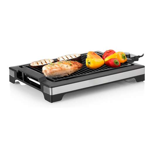 Indoor Grill for Tabletop, Countertop or Kitchen, 1600W Electric Grill with Adjustable Temperature Control, Stainless Steel and Black Portable Grill for Indoor Use