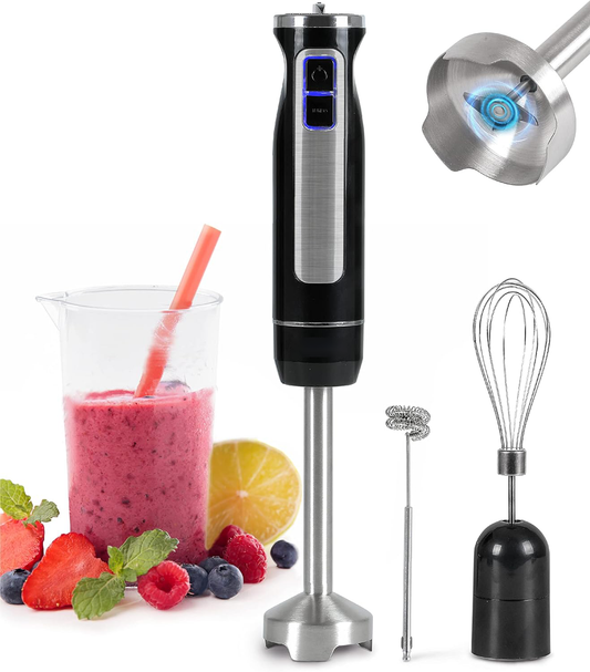 Immersion Blender, Multi-Purpose Immersion Hand Blender with Stainless Steel Blade, Handheld Mixer with 8 Variable Speed Options
